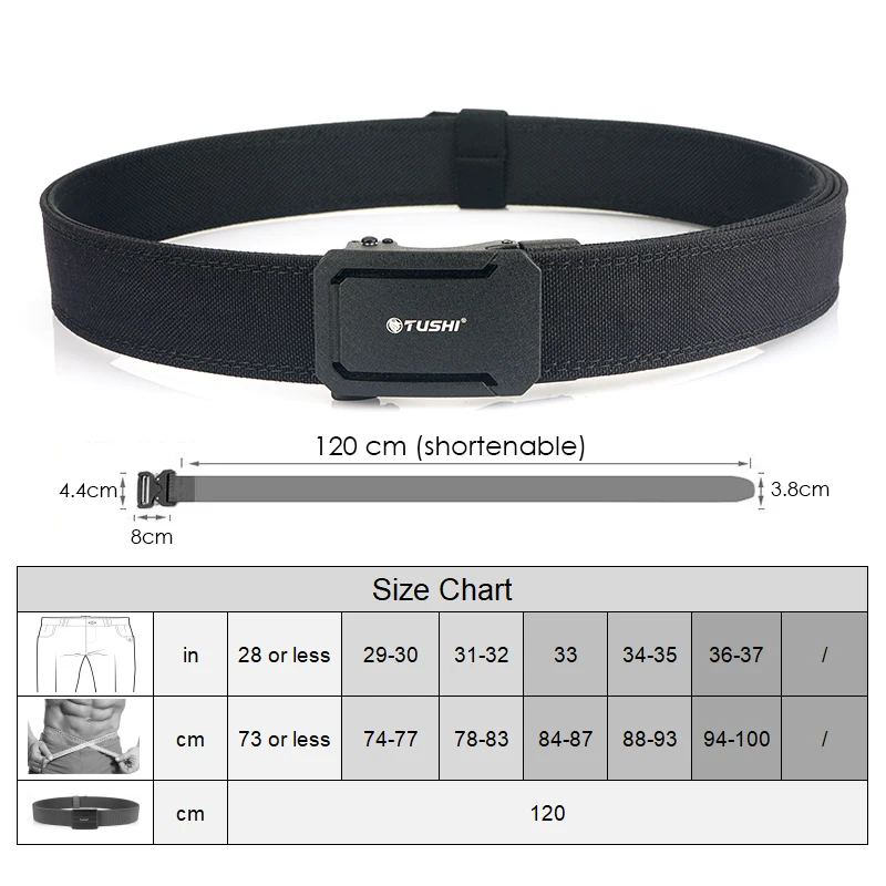 HSSEE Novo cinto militar duro para homens e mulheres cinto tático de nylon ao ar livre apertado fivela de metal fivela automática IPSC cinto de armas cinto casual masculino - Image 3