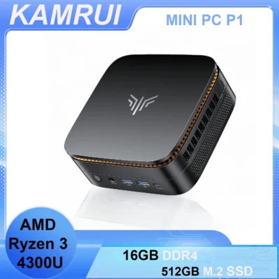 Mini PC AMD Ryzen 4300U 16GB DDR4 512GB M.2 SSD Máx. 3.7GHz 4K UHD WiFi5 Win11 Pro Computador Desktop Mini para Escritório