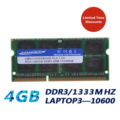 KEMBONA-Memória RAM do portátil, 4GB, DDR3, PC3-10600, 1333MHz, 204 Pin, módulo 4G, Sodim, Novo