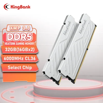 KingBank KJXS DDR5 SÉRIE SILVER HEATSINK 16GB 1ram ou 16GBx2 6000MHz 2rams CL36 Kit Dual Channel de Alta Velocidade para Computador