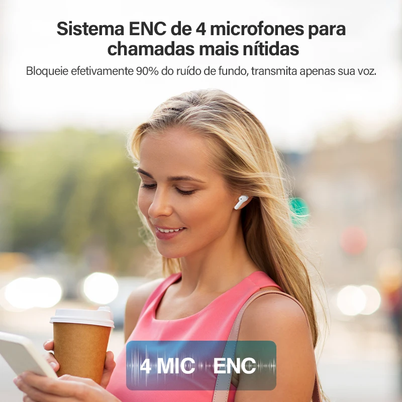 QCY-T13 Auscultadores Sem Fio, Bluetooth 5.1 Fones De Ouvido, TWS Drivers, 40h Longo Playtime, Carregamento Rápido, 4 Mic, ENC HD Chamada Earbuds, 7,2 milímetros - Image 4