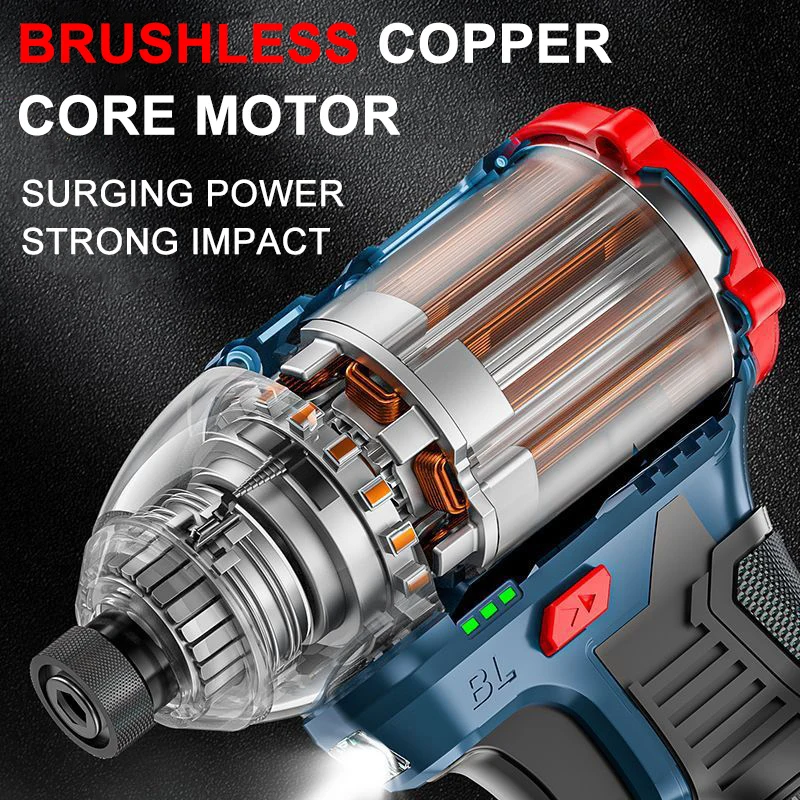 200N.m 16.8V Furadeira elétrica sem escova Chave de fenda Driver de impacto Furadeira sem fio Ferramentas elétricas multifuncionais domésticas - Image 3