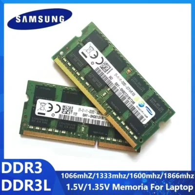 SAMSUNG Laptop RAM DDR3 DDR3L Memória Ram 2GB 4GB 8GB SODIMM Notebook 1066MHz 1600MHz 1866MHz Memória de alto desempenho 1.35/1.5V