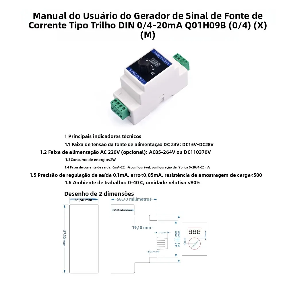 Gerador de sinal de corrente montado em trilho, dc24v ac220v 0-20ma/4-20ma, válvula analógica rs485, regulação de velocidade de conversão de frequência - Image 6