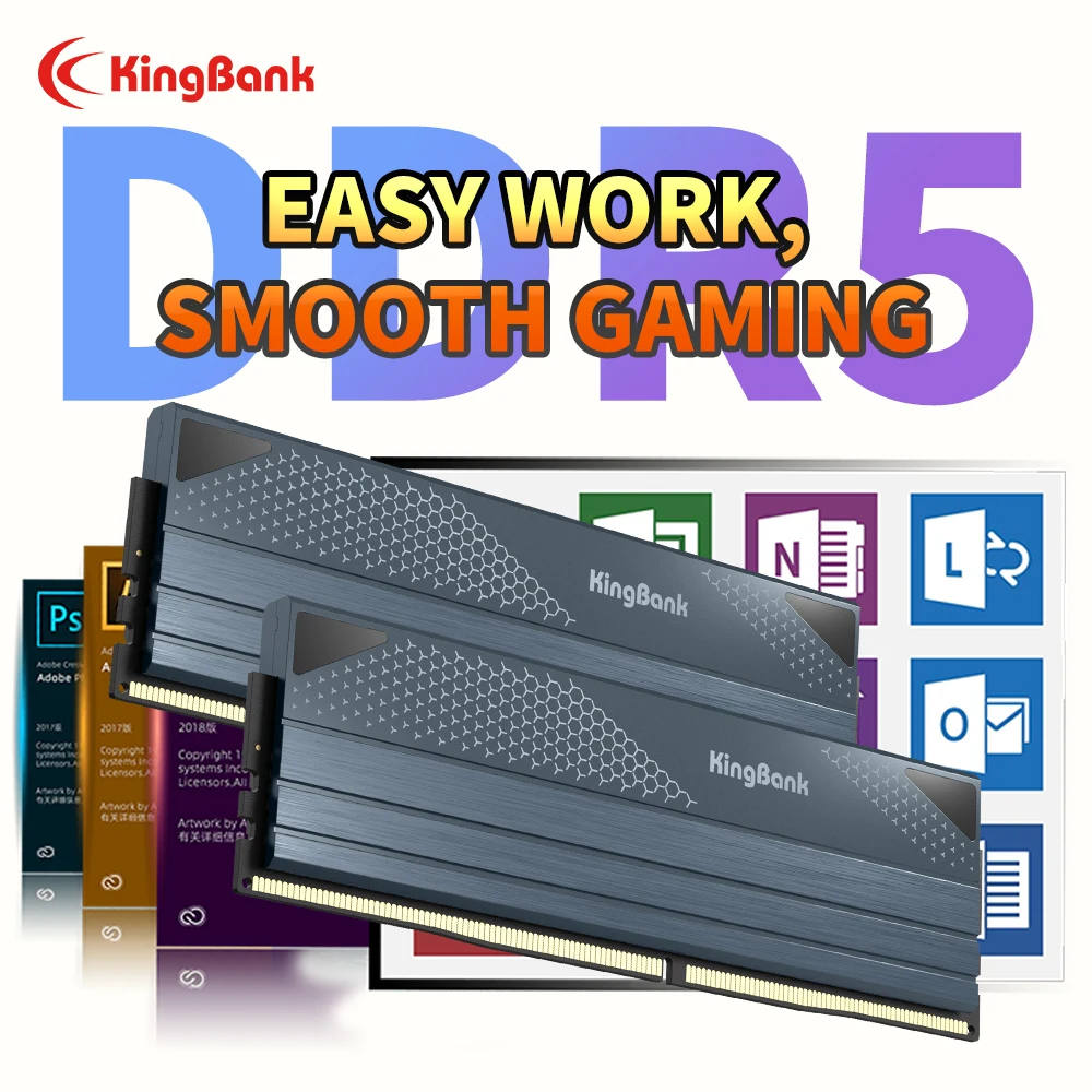 Memória DDR5 KingBank SOARBLADE KFXB Series Preta 32GB (16GBx2) 6800MHz 6000MHz 7200MHz Dual Channel para Jogos e Overclocking - Image 4