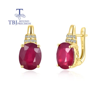 Luxo Adorável Fecho Brincos De Prata Para Senhora, Natural Preenchido De Rubi Oval, Jóias Preciosas, Presente De Banquetes De Casamento