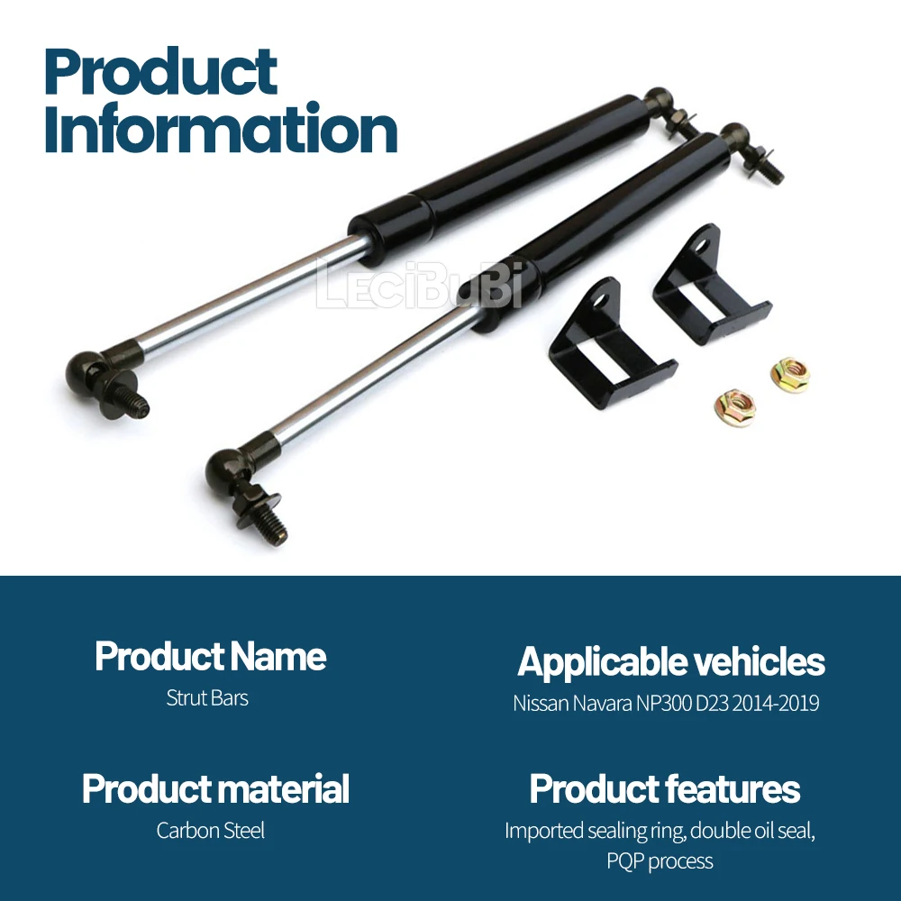 Para nissan navara np300 d23 2014-2019 2 pçs frente capô strut elevador barras de suporte amortecedores de mola de gás haste de cobertura do motor - Image 4