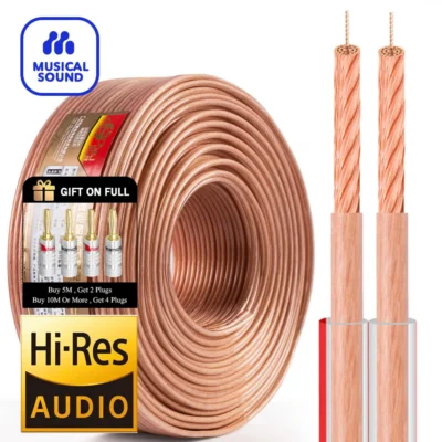Cabo de Fio para Altifalante Áudio Som-Cobre Musical, 99,9% Livre de Oxigênio, Medidor 12, 14AWG, Hi-Fi Stereo, Audiófilo
