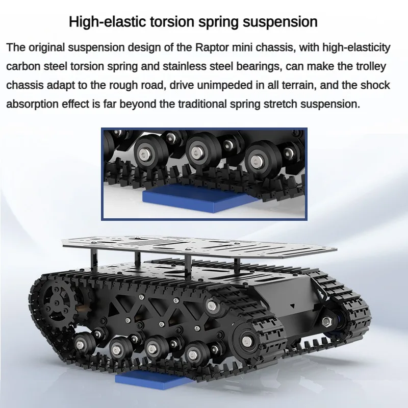 Chassi de tanque de absorção de choque forte, carga de 10kg com suspensão do motor, kit de robô de tanque de metal, motor de codificação, carro robô inteligente - Image 5