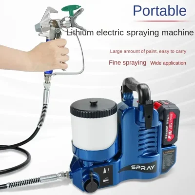 Pulverizador mal ventilado de alta pressão, 1,2l, pulverizador elétrico de tinta, lítio, sem carregador de bateria, estilo mochila pequena