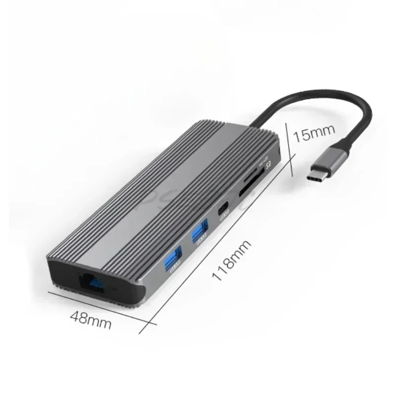 8K Ultra HD Type-C Dock HDMI 2.1 + DP1.4 Multi Tela Espansor de Hub USB Ten em Um - Image 9