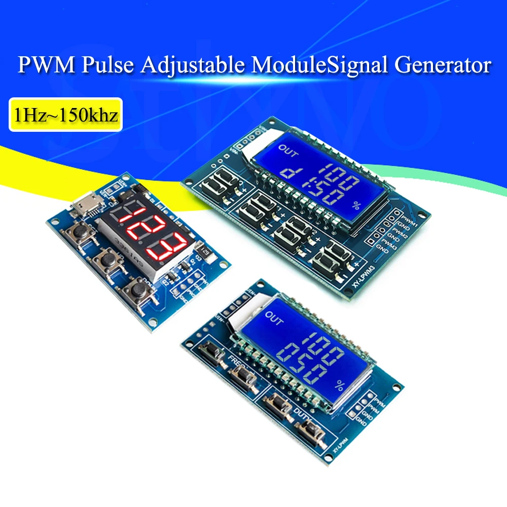 5 peças gerador de sinal javino pwm ciclo de trabalho de frequência de pulso módulo ajustável display lcd 1hz-150khz 3.3v-30v módulo de placa pwm