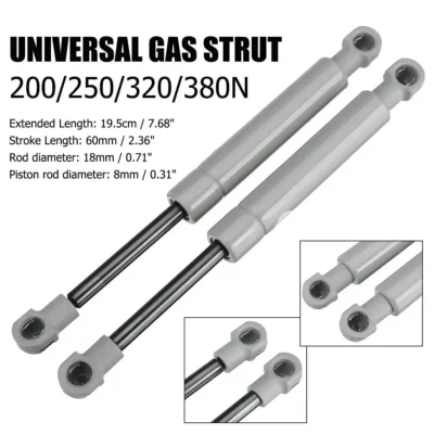 Barras de suporte a gás para carro, haste de suporte para capa, Shock Lift para RV, cama, janela, ônibus, caravanas, 195mm, 8mm, 2Pcs, 200-380N