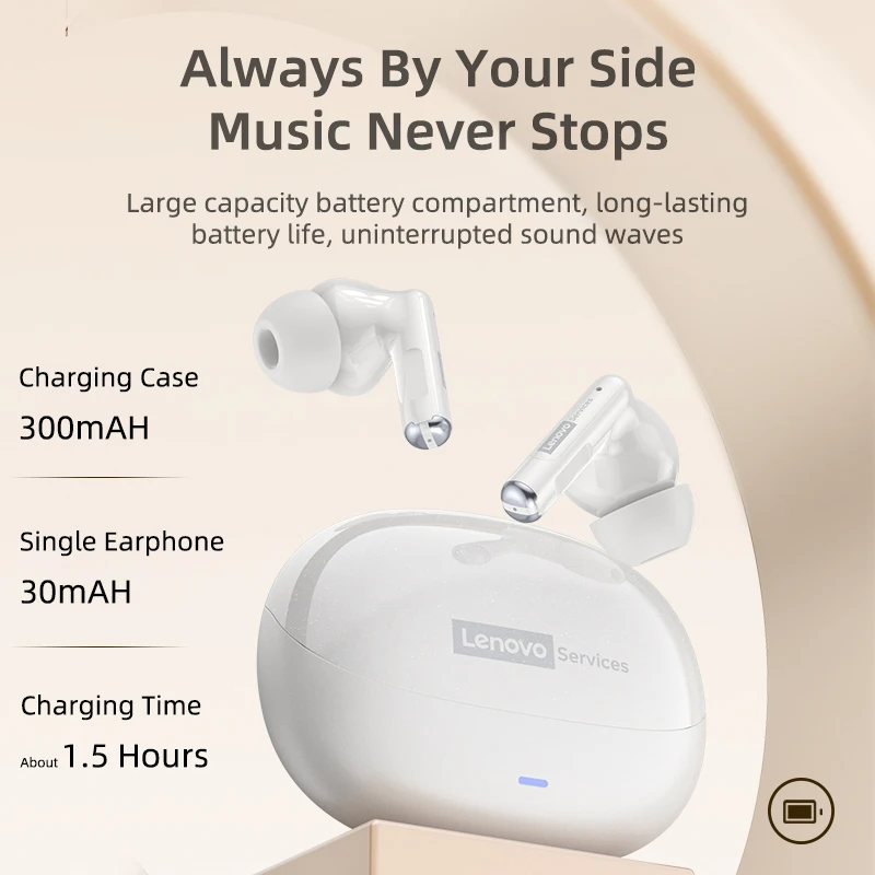  Fones de Ouvido Lenovo LE257 TWS Sem Fio Bluetooth 6.0, Som HiFi, Redução de Ruído ENC, Fones de Ouvido para Jogos e Esportes com Microfone - Image 5
