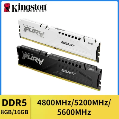 Kingston Fury Beast DDR5 Memória 16 8GB 4800 5200 5600MHz Desktop para AMD Intel CPU Placa-mãe Memória RAMs 288 PIN módulo de memória