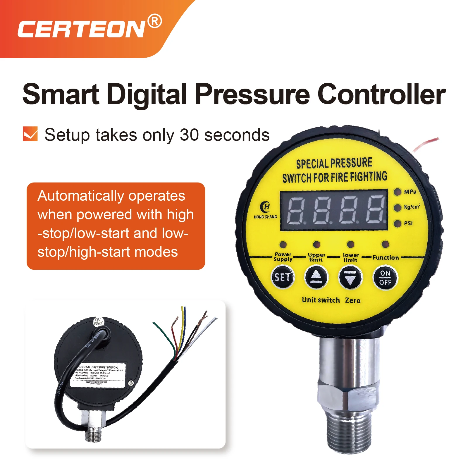 Interruptor de Pressão Digital MD-S828 com Dois Relés 0.1-60MPa Rosca M20 24VDC 220V 380V AC Controle Inteligente para Água Óleo Ar Bombas Industriais com Display LED - Image 2