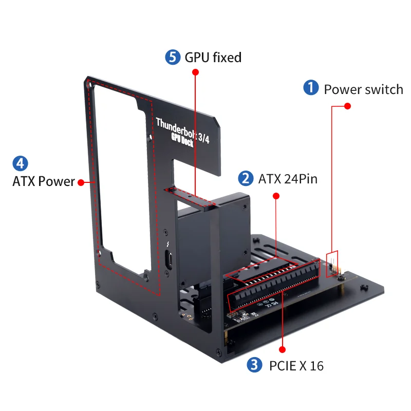 Egpu Thunderbolt 3/4 para pcie Suporte externo de placa gráfica por 7900XT/rtx4090 ATX fonte de alimentação pode ser instalado - Image 3