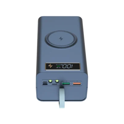 Banco de energia sem fio com luz, caixa de carregamento rápido, bateria removível, DIY Shell, Dual USB, 21X18650