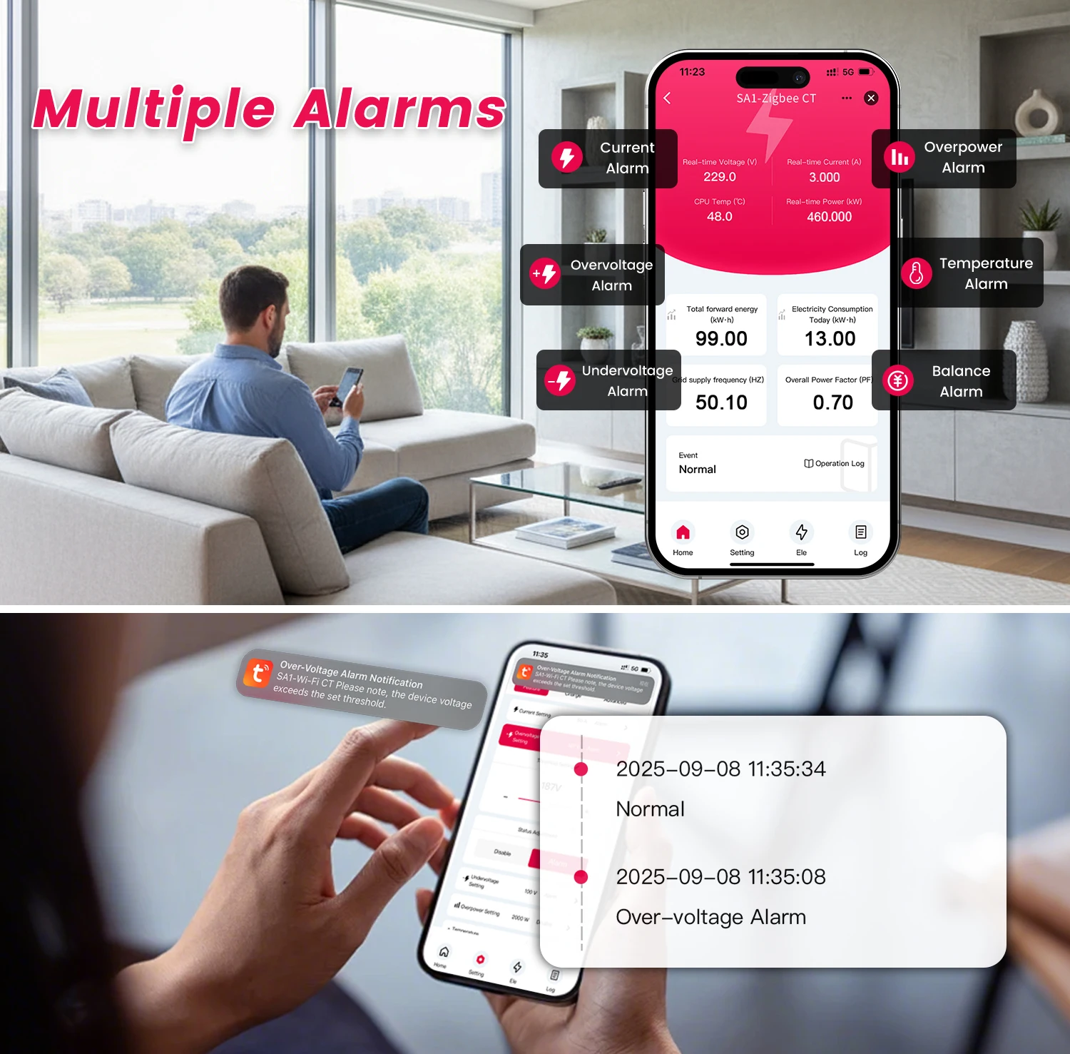 Medidor de energia inteligente Zigbee Tuya 1-50A, monitor de energia em tempo real, funciona com assistente doméstico/vida inteligente, trilho DIN TONGOU - Image 5