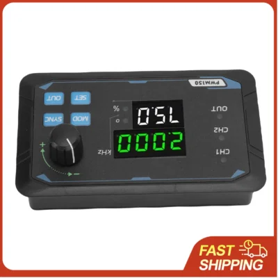 Gerador de Sinal PWM de 2 Canais 1Hz-150kHz com Fase Ajustável de 0-360 Graus, Medidor de Frequência de Onda de Pulso Quadrado com Ciclo de Trabalho e Armazenamento