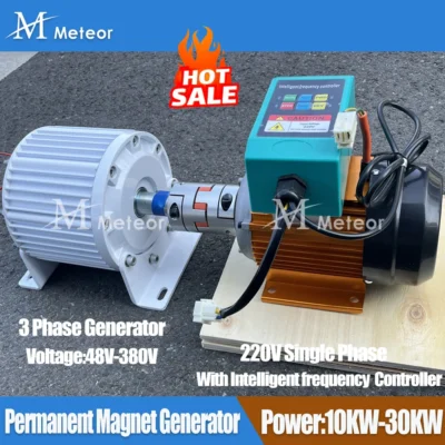 Gerador de Ímã Permanente de Energia Livre 10KW 20KW 30KW 50KW 220V 380V Alternador Magnético com Motor de Velocidade Ajustável 220V