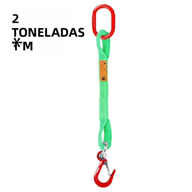 Cintas de Elevação Planas de 2 Toneladas com Ganchos, Conjuntos Completos de Cintas com Mosquetões para Guindaste Móvel - Image 2