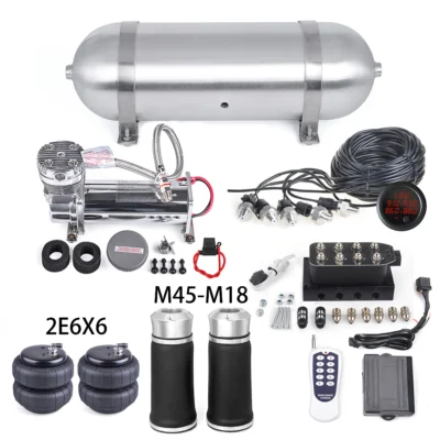 Kit de suspensão a ar para carro, gerenciamento de passeio de ar com airbag m45, medidor de pressão, tanque de ar e compressor para perodua, honda, toyota