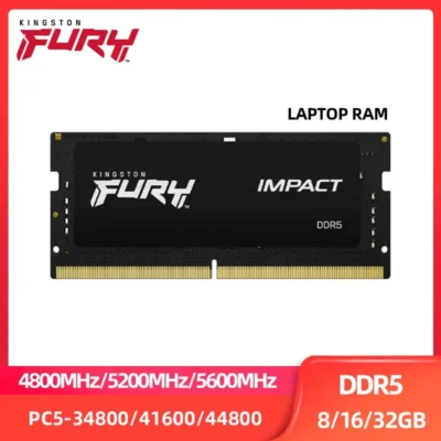 Kingston FURY Impacto DDR5 RAM 8GB 16GB 32GB 4800MHz 5200MHz 5600MHz SODIMM 1.1V 262Pin Notebook Memória