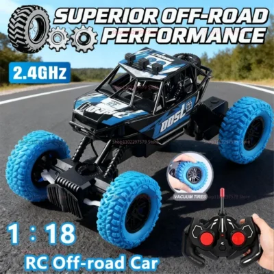 Carro de controle remoto de alta velocidade para crianças com luzes LED coloridas, rodas de borracha, brinquedo de corrida, presente perfeito para meninos.