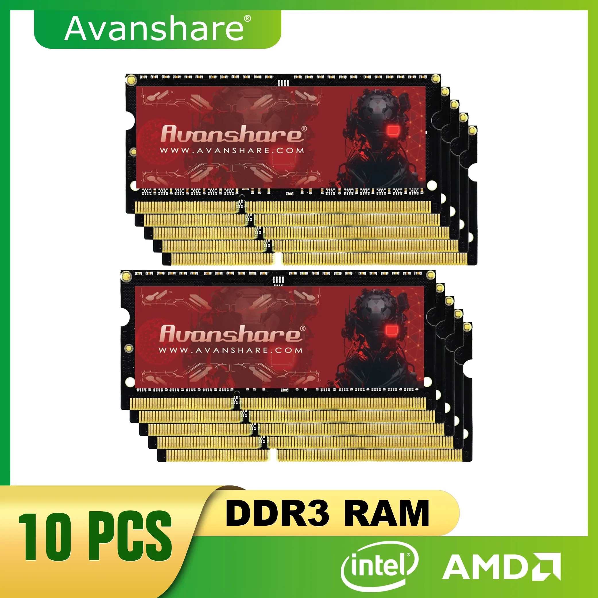 10 peças memória ram avanshare ddr3l ddr3 8gb 4gb ddr3 1600mhz 1333mhz SO-DIMM rams memoria 1.5v 1.35v para computador portátil notebook