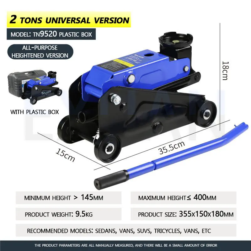 Loja de reparo de automóveis, ferramenta pequena para troca de pneus de caminhão e carro, cric de elevação de carro 2t/2.5t/3t, cric de elevação hidráulica horizontal 4s, levantador de loja - Image 6