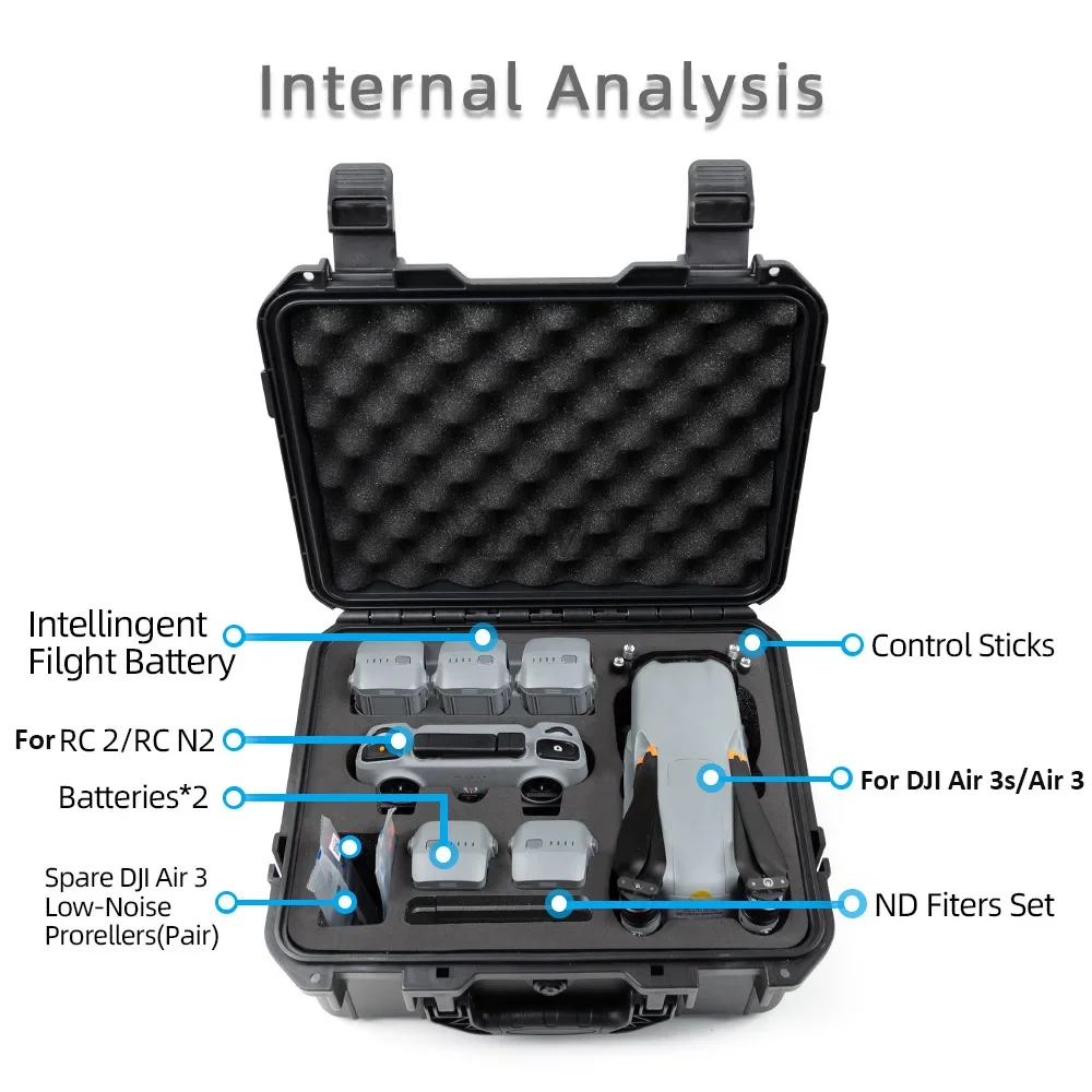 Para dji ar 3/air 3 s mala portátil caso duro caixa de transporte à prova de explosão para dji rc 2/rc n2/rc n3 controlador acessórios - Image 3