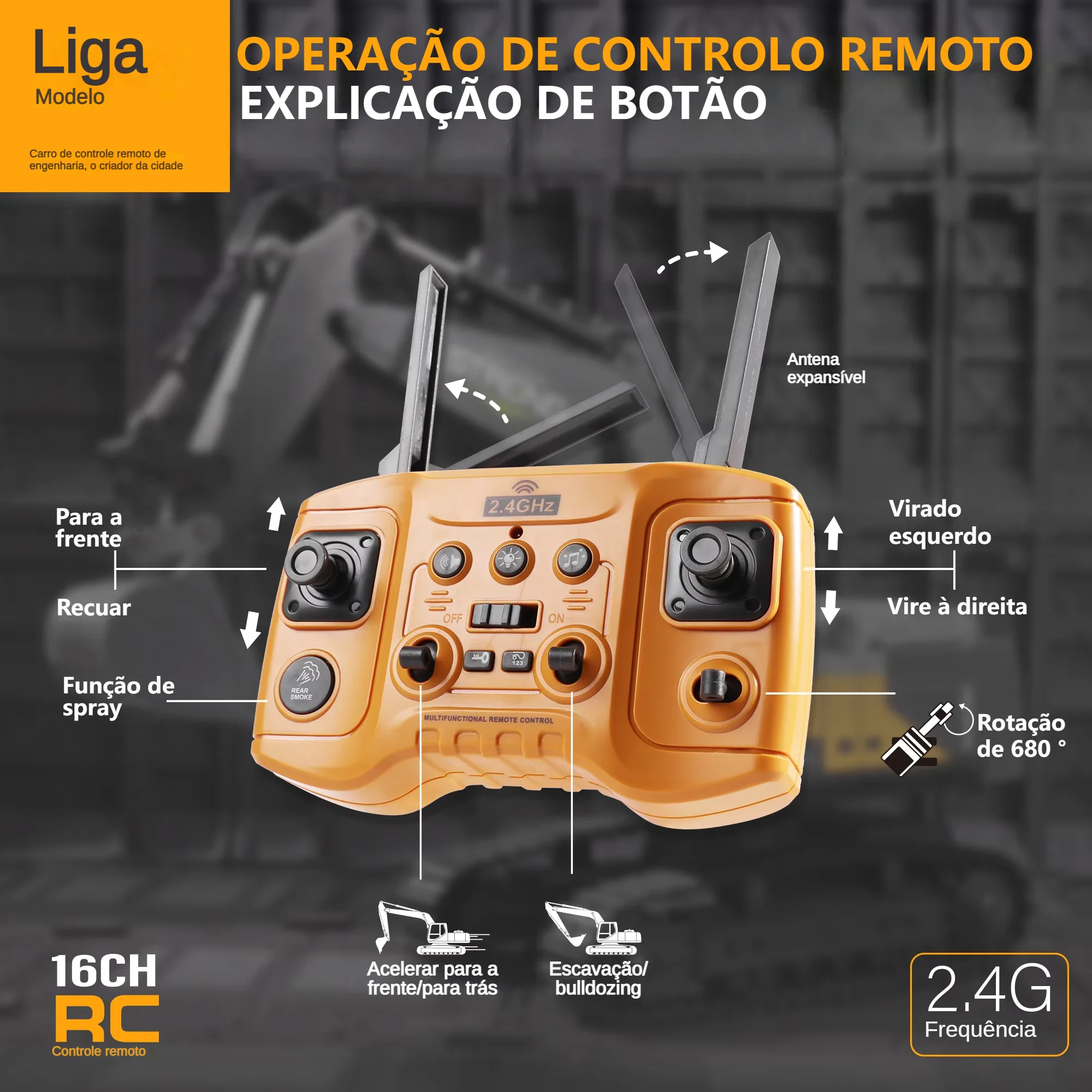 Zwn 1/16 1/20 escavadeira de controle remoto caminhão basculante modelo rc carro brinquedo simulação liga profissional veículo construção para crianças - Image 4