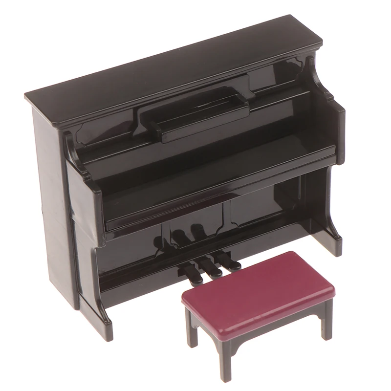 1/12 casa de bonecas em miniatura acessórios mini piano de cauda de madeira com fezes simulação instrumento musical modelo brinquedo casa de boneca decoração - Image 6