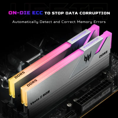 ACER PREDATOR Vesta II RGB DDR5 Memória RAM 32GB (2x16GB) 6000MHz, CL28, Memória de computador para jogos compatível com XMP 3.0/AMD EXPO