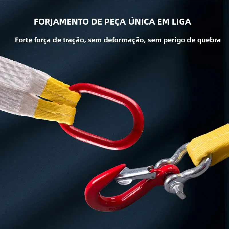 Cintas de Elevação Planas de 2 Toneladas com Ganchos, Conjuntos Completos de Cintas com Mosquetões para Guindaste Móvel - Image 4