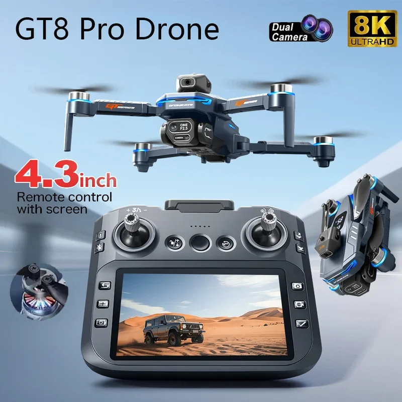 2026 novo GT8 drone GPS8K profissional hd 360° câmera dupla 5G WIFI motor sem escova, obstáculo pára-choques dobrável quadcopter brinquedos