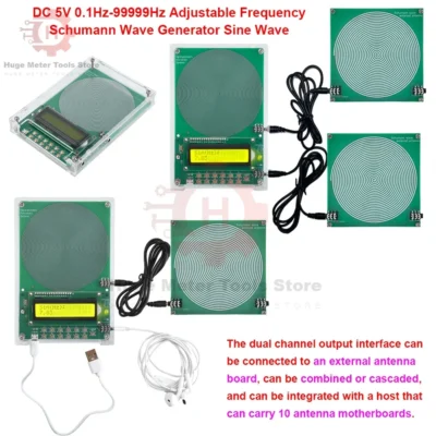 Gerador de sinal de onda schumann ajustável, 0.1hz-99999hz, módulo gerador de sinal de canal duplo, suporte para placa de antena externa