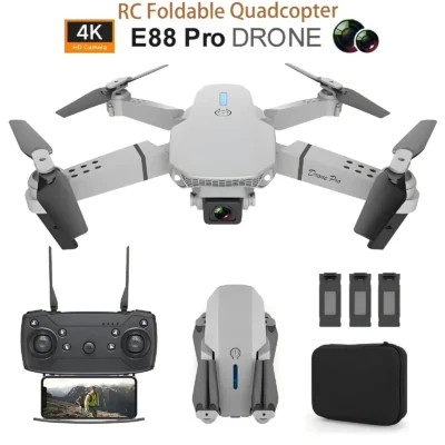 2024 novo e88 pro wifi fpv drone grande angular hd 4k 1080p câmera altura segurar rc dobrável quadcopter dron helicóptero brinquedos presente