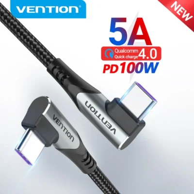Vention PD 100W USB Tipo C para USB C Cabo de carregamento para Samsung S10 S20 MacBook Pro iPad Carregador rápido 4.0 PD Cabo de carregamento rápido