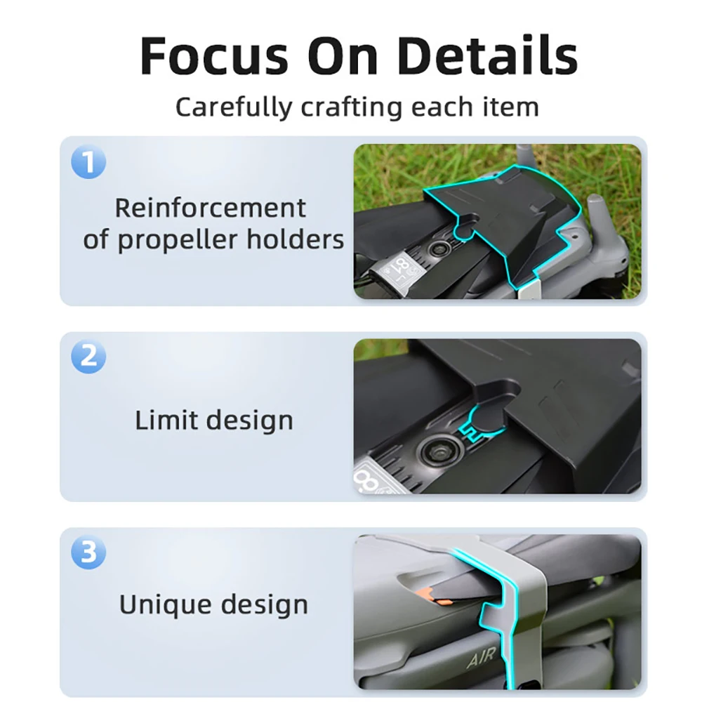 Suporte de hélice para dji air 3/3s, adereços estabilizadores de hélices, lâminas protetoras fixas, proteção de montagem, asa de drone, acessórios fixos - Image 2