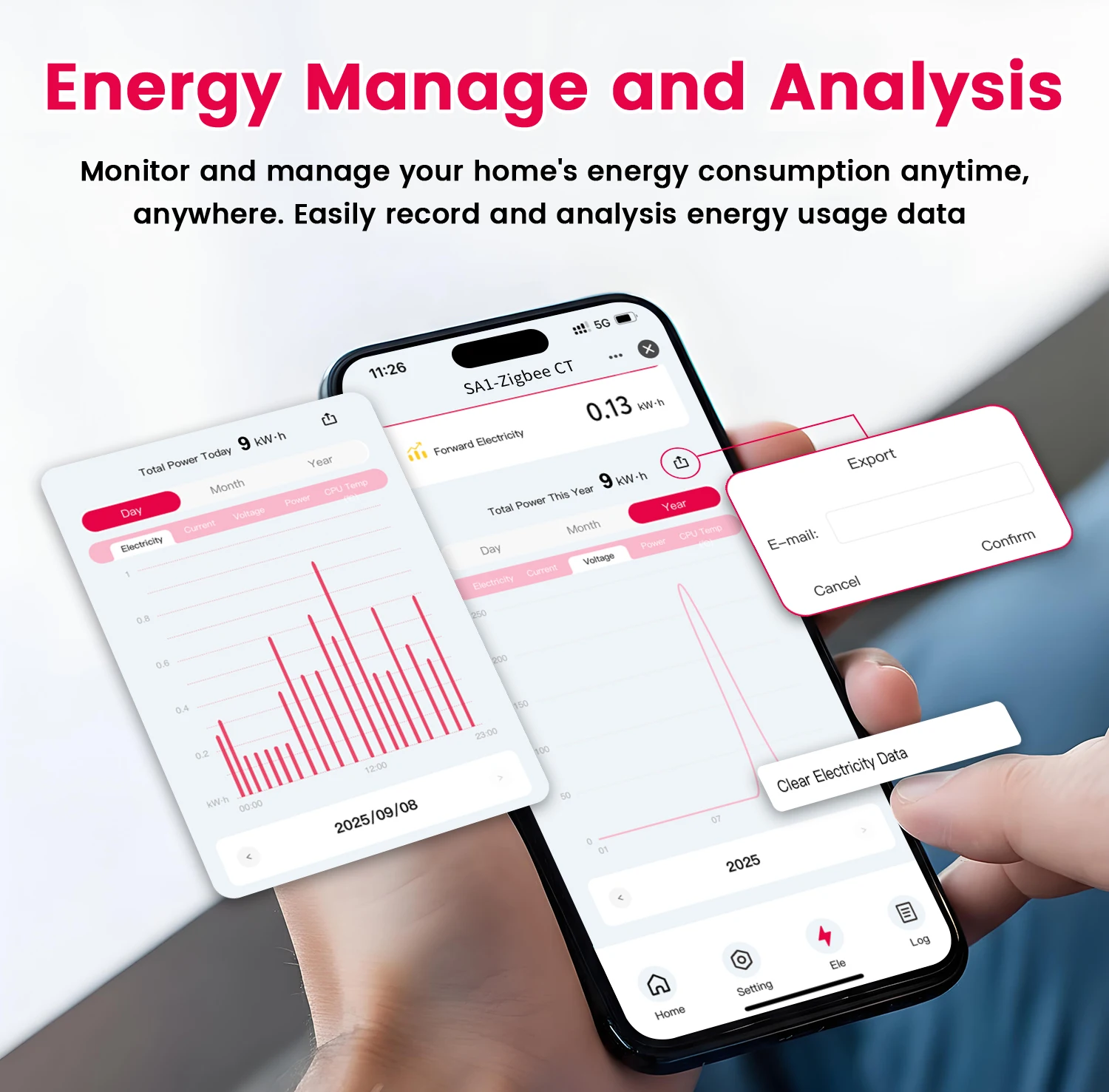 Medidor de energia inteligente Zigbee Tuya 1-50A, monitor de energia em tempo real, funciona com assistente doméstico/vida inteligente, trilho DIN TONGOU - Image 4