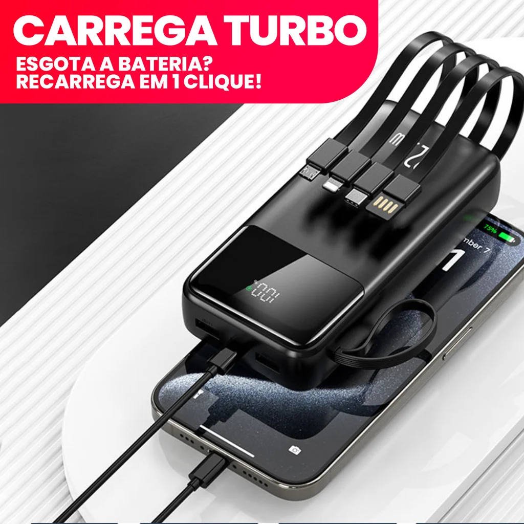 Power Bank 20000mAh Carregador Portátil com 4 Portas USB, Display Digital e Carregamento Rápido para Celular e Tablet - Image 3
