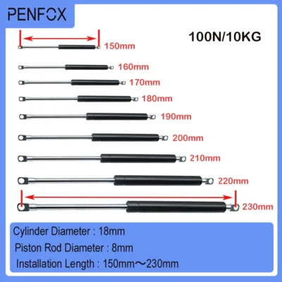 1 peça 150-230mm 10kg/100n suporte de elevador hidráulico de carro suporte de gás dobradiça de mola hidráulica dobradiça de armário de cozinha ferragens de móveis