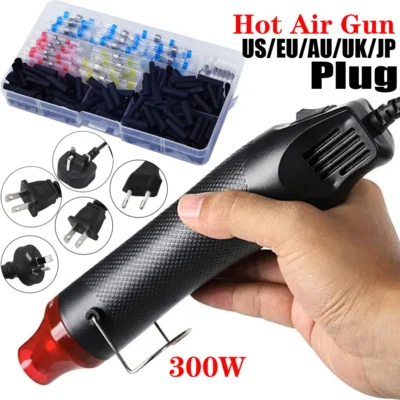 300w elétrica mini pistola de calor portátil pistola de ar quente com 300 pçs calor psiquiatra bunda para diy artesanato gravação embrulho retrátil pvc