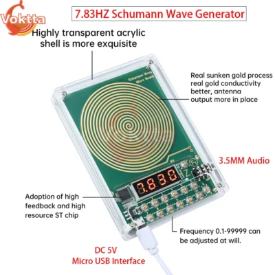 Gerador de onda schumann 7.83hz, 0,01hz ~ 100000hz, frequência ajustável, geradores de onda senoidal, ressonador de áudio de 3.5mm, dc 5v, micro usb