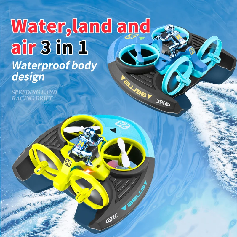 4drc mini drone rc altitude hold modo sem cabeça 3 em 1 mar terra voo aéreo 2.4g controle remoto quadcopter barco rc helicóptero brinquedos