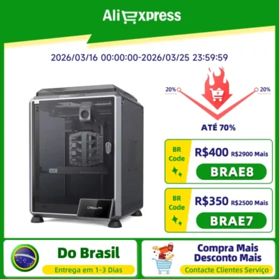 Creality K1C Impressora 3D com 600mm/s Velocidade de impressão Al Camera Clog-Free Extrusora Kit Bico rápido para trocar