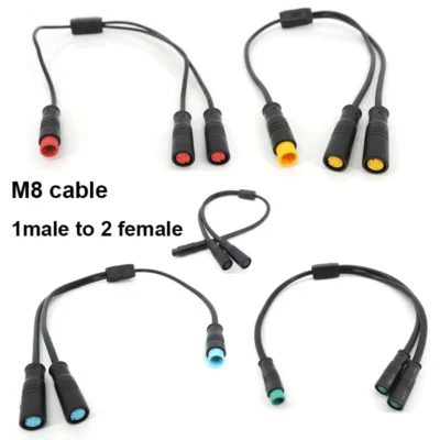 Cabo Conector Divisor DC M8 à Prova d'Água 1 Macho para 2 Fêmeas 2/3/4/5/6 Pinos para Sensor de Bicicleta Elétrica (Ebike) - Plugue de Conexão para Bicicleta Elétrica