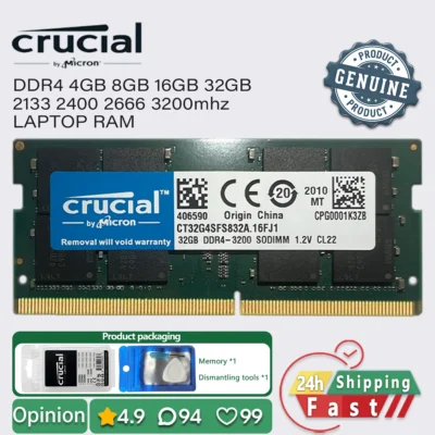 Memória RAM Crucial DDR4 16GB 8GB 32GB 4GB 3200 2666 2400 2133 para laptop SODIMM PC4 1.2V